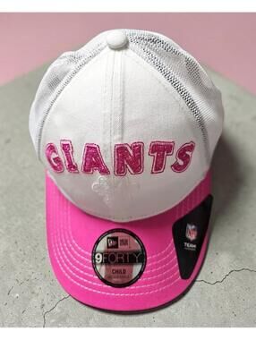 New Era 9FORTY Giants Pink White Kids Hat Adjustable NFL Cap
